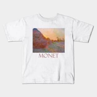 Haystacks (1890) Famous Painting by Claude Monet Kids T-Shirt